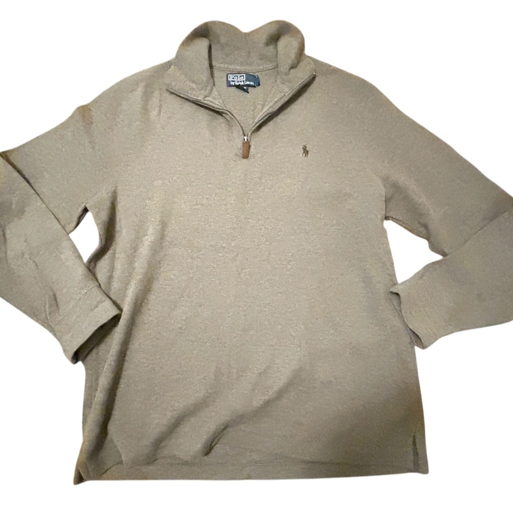 Polo Ralph lauren light brown 1/4 zip pullover sweater large